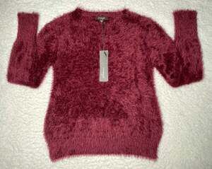 New Imoga Fuzy Cozy Sweater Girls 8 Maroon Cranberry Back To School NWT